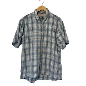 Simms Shirt Mens MD Plaid Short Sleeve Button Up Fishing COR3 Vented Tattersall
